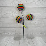 CHENILLE STRIPE BALL PICK X3 H16 - BLACK/ORANGE/GREEN - 57028HAL *  G