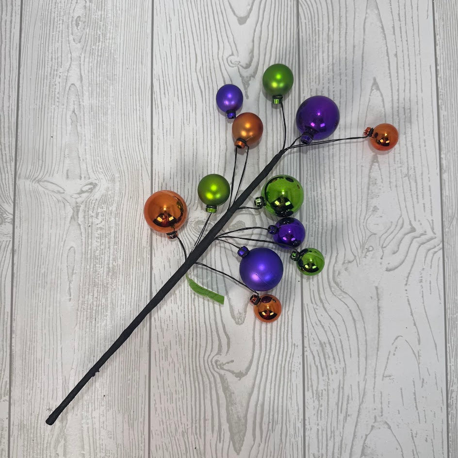 BALL PICK ORNAMENT H16 - GREEN/PURPLE/ORANGE - 57123HAL * G