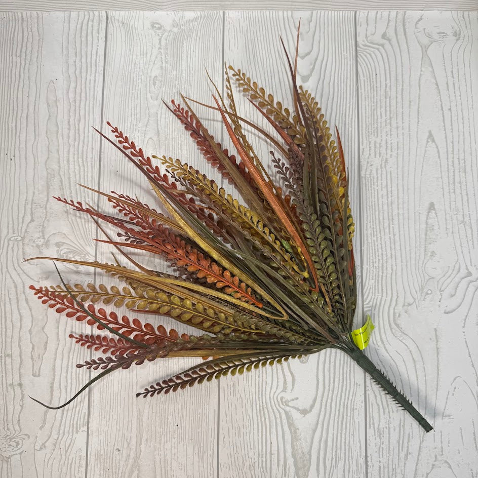 PLASTIC MIX GRASS BUSH H16 - ORANGE/BROWN - 52493ORBN * R BR