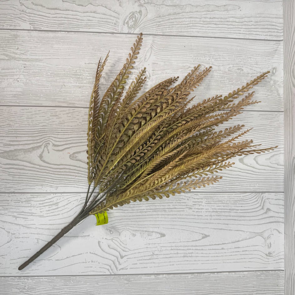 PLASTIC LEAVES BUSH X7 H20 - BEIGE/BROWN - 57355BEBN * R BR