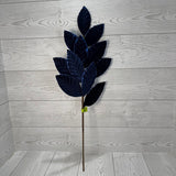 VELVET MAGNOLIA LEAF SPRAY H25 - NAVY BLUE - 85361NVBL * BL