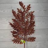 GLITTER FERN SPRAY X5 H28 - ORANGE/COPPER - 57483OR * BL
