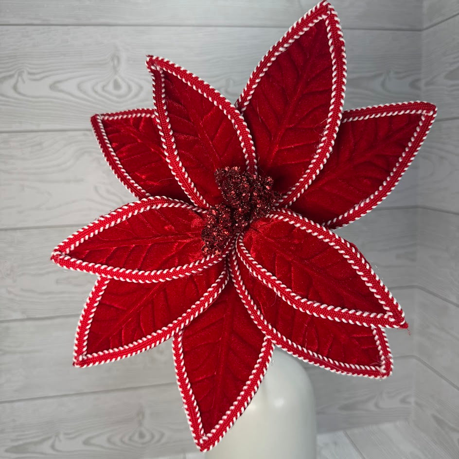 POINSETTIA STEM H25XDIA12 - RED/WHITE - 86802RDWT