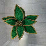 POINSETTIA GOLD TRIM STEM H22XDIA12 - GREEN/GOLD - 86793GN * G