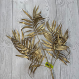 PLASTIC METALLIC PALM FERN SPRAY X5 H30 - GOLD - 86885GD * G