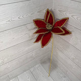 POINSETTIA GOLD TRIM STEM H22XDIA12 - RED/GOLD - 86793RD * G