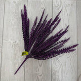 GLITTER PLASTIC LEAVES BUSH X5 H16 - GLITTER PURPLE - 57485PU * BL