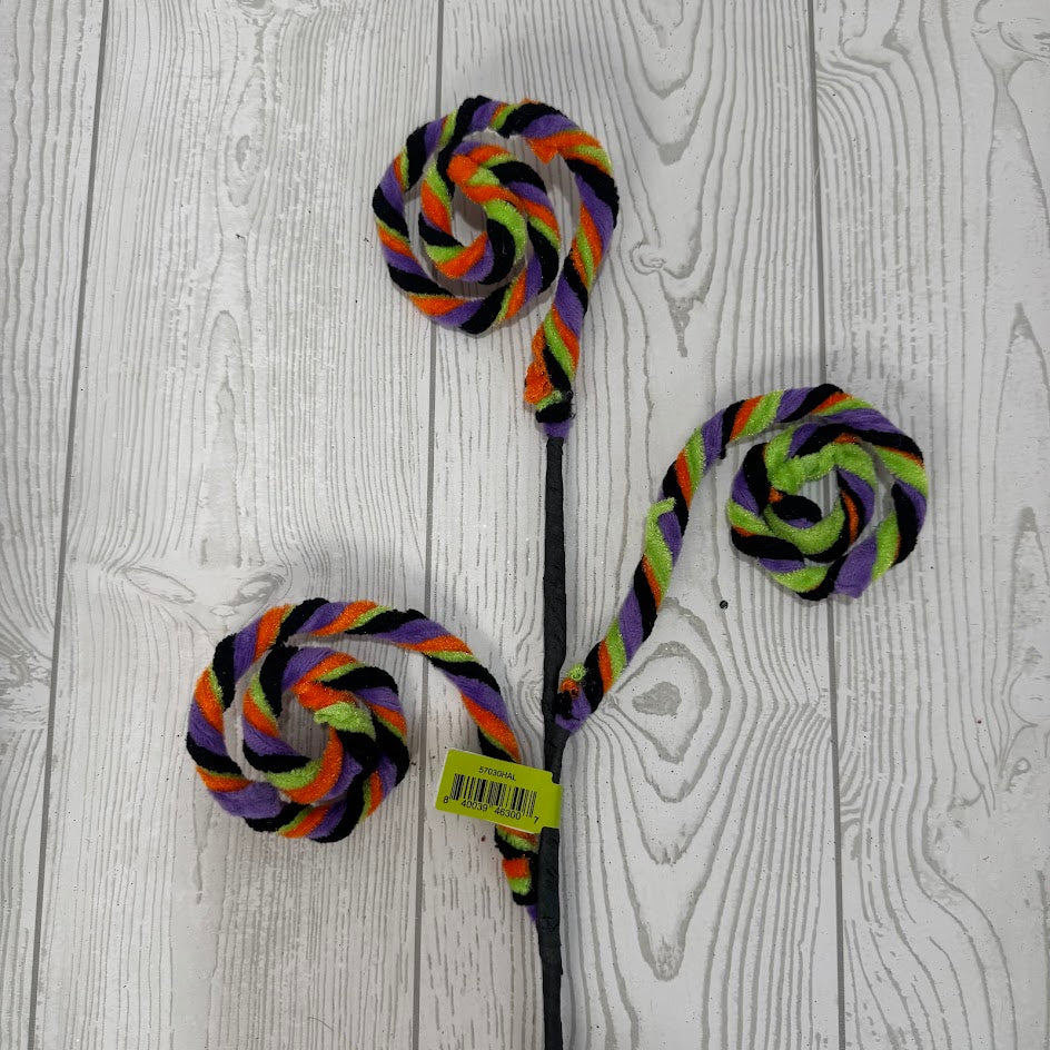 CHENILLE SSTRIPE CURLY SPRAY X3 H28 - ORANGE/BLACK/PURPLE/GREEN - 57030HAL * G