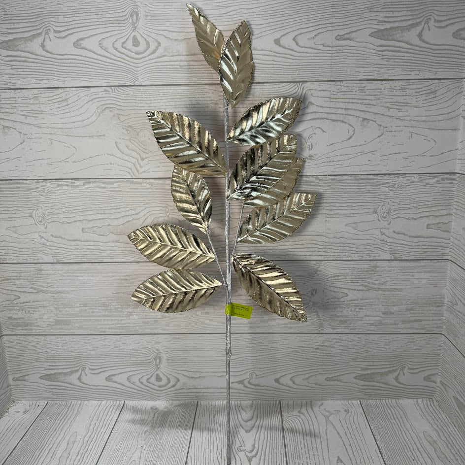 METALLIC MAGNOLIA LEAVES SPRAY X11 H25 - CHAMPAGNE - 85733CH * G