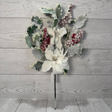 19IN POINSETTIA BERRY SPRAY - WHITE - 85412-WT * BL G