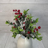 16IN PLASTIC LEAF BERRY BUSH - RED - 85408 * R BR