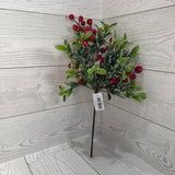 16IN PLASTIC LEAF BERRY BUSH - RED - 85408 * R BR