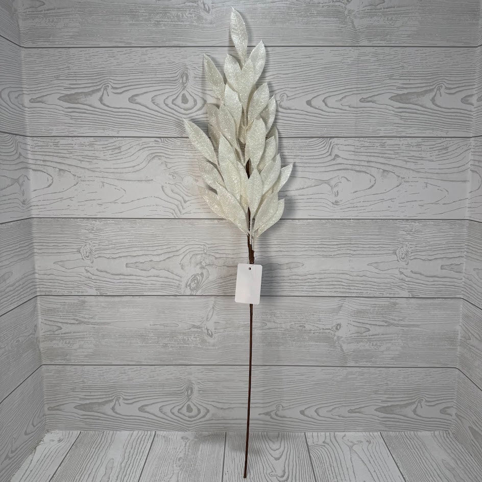 XMAS LAUREL LEAVES SPRAY - WHITE - 68454 * G