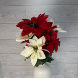 POINSETTIA W/BERRY X12 - RED/CREAM - 54513 * PK G