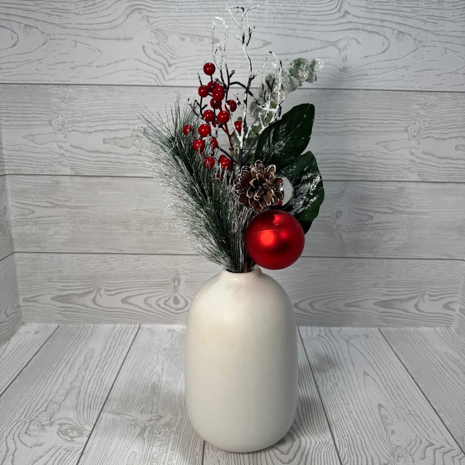 18IN ORNAMENT/PINECONE SPRAY - RED/GREEN/FROSTED - X24212-RDGN * BL