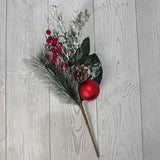 18IN ORNAMENT/PINECONE SPRAY - RED/GREEN/FROSTED - X24212-RDGN * BL
