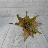 11IN VELVET/GLITTER POINSETTIA SPRAY - GOLD - X24424-GOLD * G