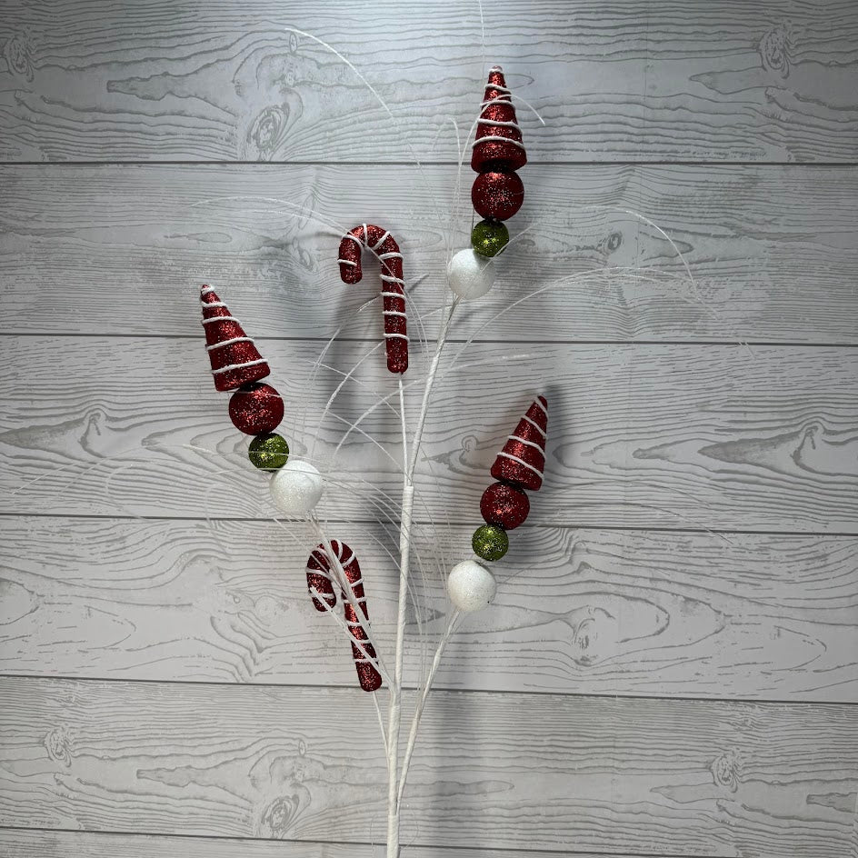 32IN PEPPERMINT CANDY TREES & CONES - RED/WHITE/GREEN - X25021-RDWT * BL