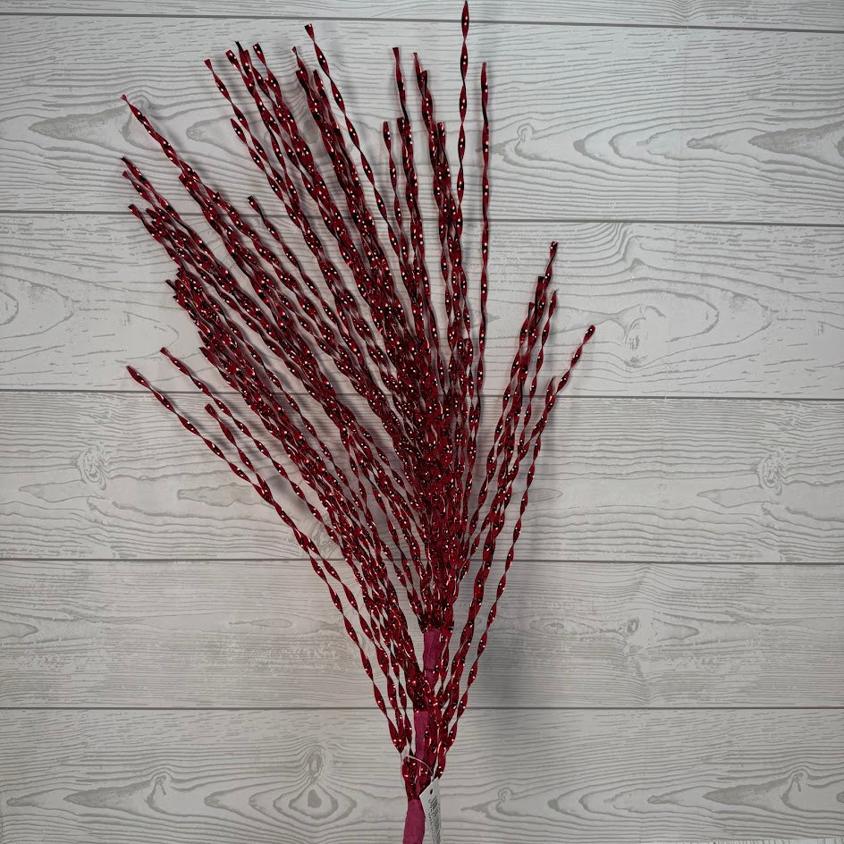 36.5" GLITTER GRASS SPRAY - RED - X25710-RED * RD