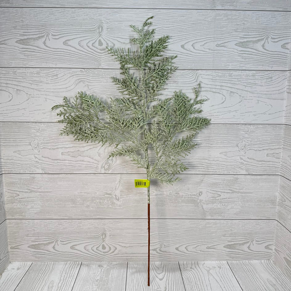 GLITTER CEDAR SPRAY H24 - MINT - 86484MINT * G