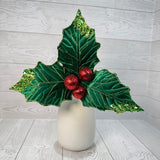 HOLLY POINSETTIA PICK H13xDIA13 - GREEN/RED - 86951GNRD
