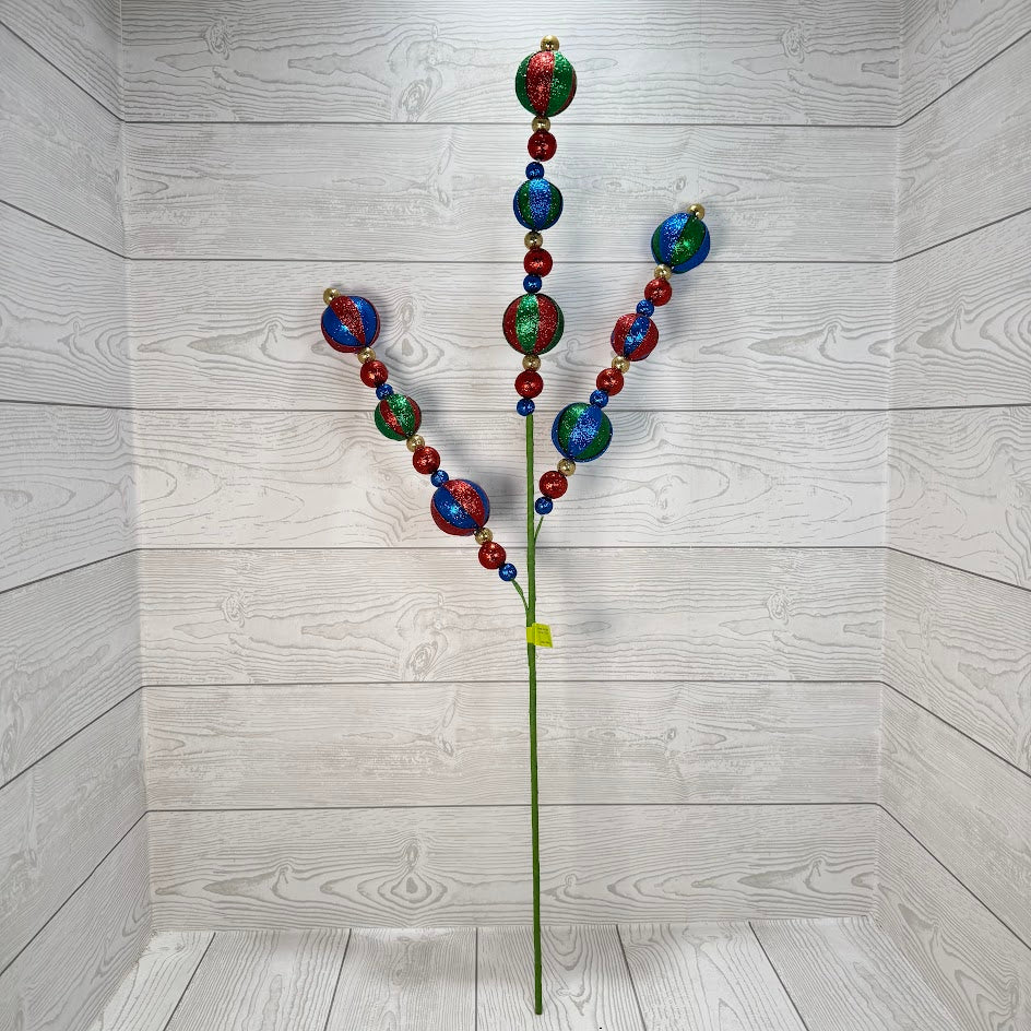 GLITTER STRIPE BALL SPRAY X3 H32 - RED/BLUE/GREEN - 84230RBG * G