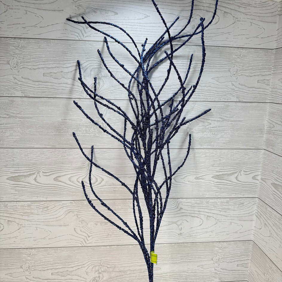 GLITTER TWIG SPRAY H43 - BLUE - 84098BL * G