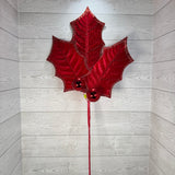 HOLLY LEAVES SPRAY X3 H39 - RED - 86864RD * G