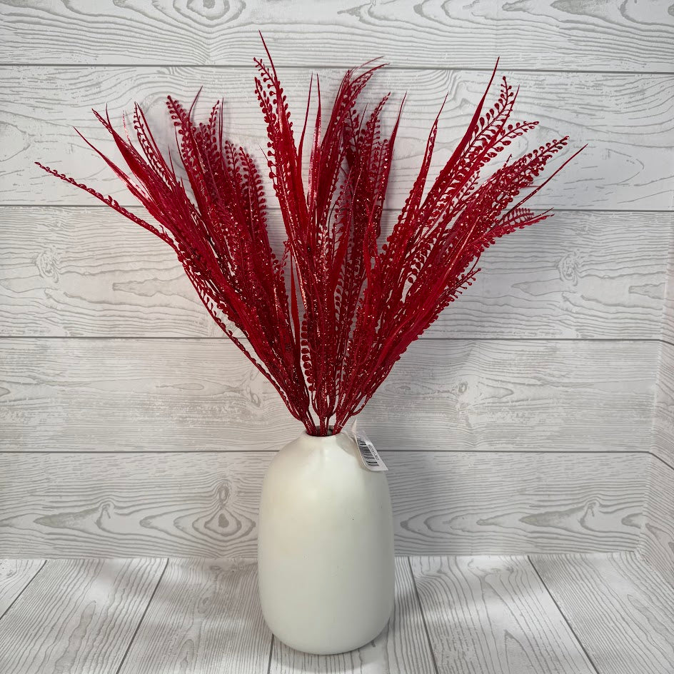 20" PLASTIC BUTTON FERN - RED - 85797-RD * OO