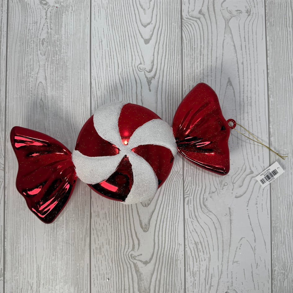 12" HANGING PEPPERMINT CANDY - RED/WHITE - 32313 * RD