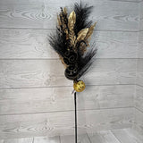 24IN TWIG PINE BERRY BALLS - BLACK/GOLD - 32311 * BL
