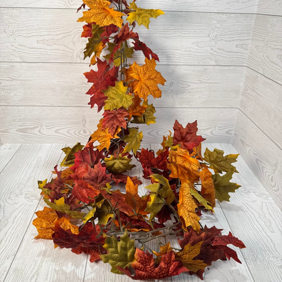 6FT MAPLE GARLAND - ORANGE/YELLOW/GREEN/RED - 85734-YELGNRD * BR