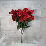 21IN POINSETTIA W GLITTER - RED/GOLD - 85731-RD