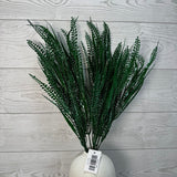 20" PLASTIC BUTTON FERN - GREEN/GLITTER - 85979-GN * OO