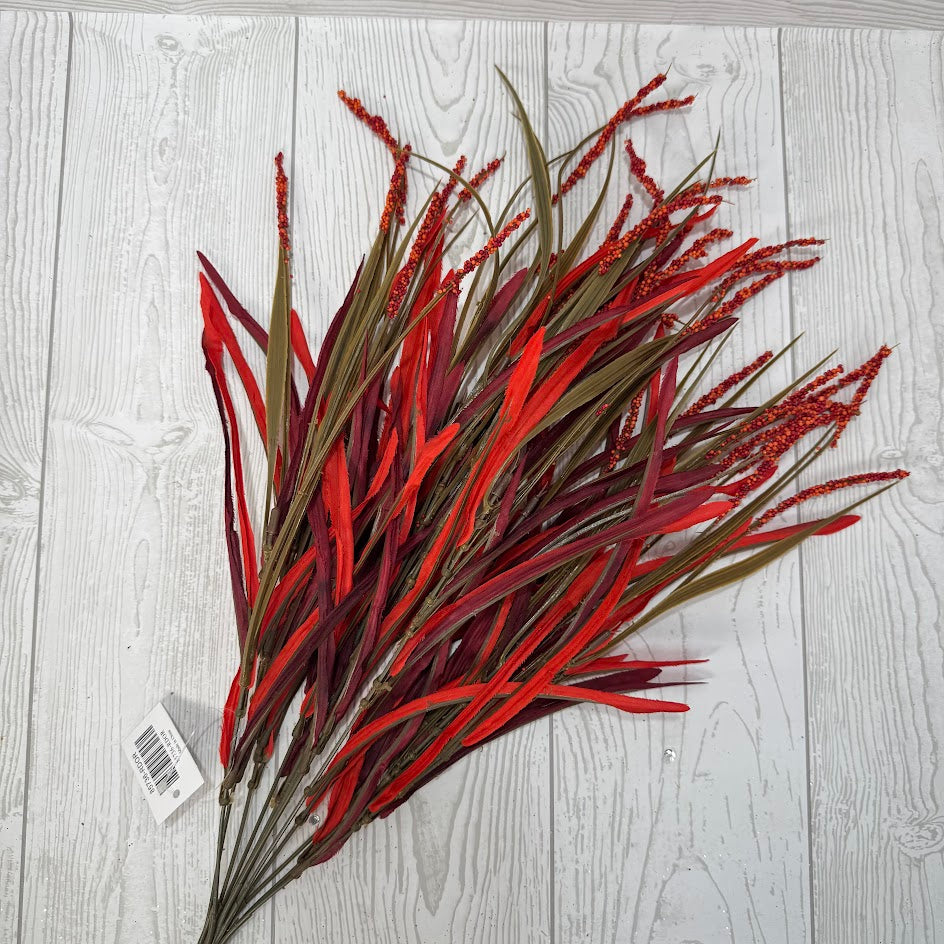 23" CATTAIL BUSH X12 - RED/ORANGE - 5736-RDOR * R BR