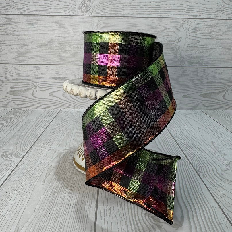 2.5"X10YD HALLOWEEN PLAID RIBBON - DC23671