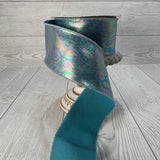 2.5"X10YD SERENITY BLUE WATERCOLOR IRIDESCENT RIBBON - DC18345SEBL