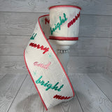 4"X10YD MERRY & BRIGHT EMBROIDERY W/ SNOWFLAKES - DCR21085