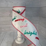 4"X10YD MERRY & BRIGHT EMBROIDERY W/ SNOWFLAKES - DCR21085
