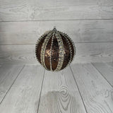 GLITTER RHINESTONE STRIPE ORNAMENT - BROWN 5" - DCORN5017BR