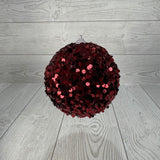 FAUX VELVET SEQUIN ORNAMENT - BURGUNDY 5" - DCORN5015-MBU