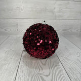 FAUX VELVET SEQUIN ORNAMENT - BURGUNDY 5" - DCORN5015-MBU