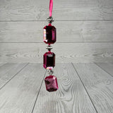 ACRYLLIC JEWEL HANGING ORNAMENT - PINK 1.2x0.5x6.5" - DCORN5401PK