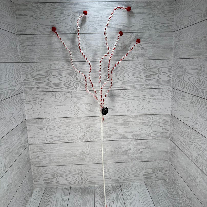 CHENILLE PEPPERMINT SQUIGGLE SPRAY - RED/WHITE 34" - DC25715