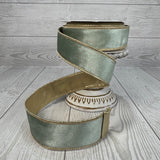 1.5"X10YD LIGHT AQUA VELVET RIBBON WITH PLATINUM LAME BACK & PLATINUM EDGE - DCR2A6915AQPT