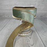 1.5"X10YD LIGHT AQUA VELVET RIBBON WITH PLATINUM LAME BACK & PLATINUM EDGE - DCR2A6915AQPT