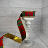 1.5"X10YD MODERN CHRISTMAS PLAID RED/GREEN WITH GOLD BACK - DCR5871