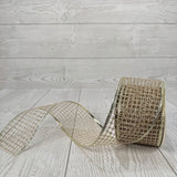 2.5"X10YD OPEN WEAVE GLITTER MESH RIBBON W/FOIL WIRE EDGE - CHAMPAGNE - DCRC1089