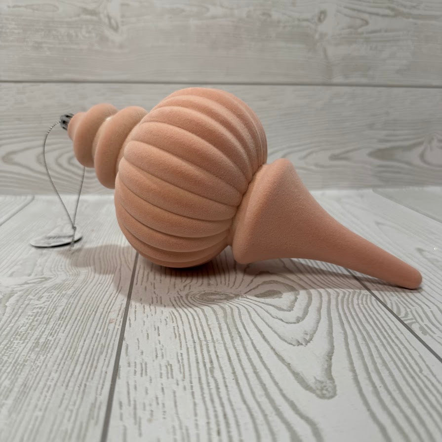 10" PLASTIC FLOCKED FINIAL ORNAMENT - PEACH PINK - DCORN5128PEPK