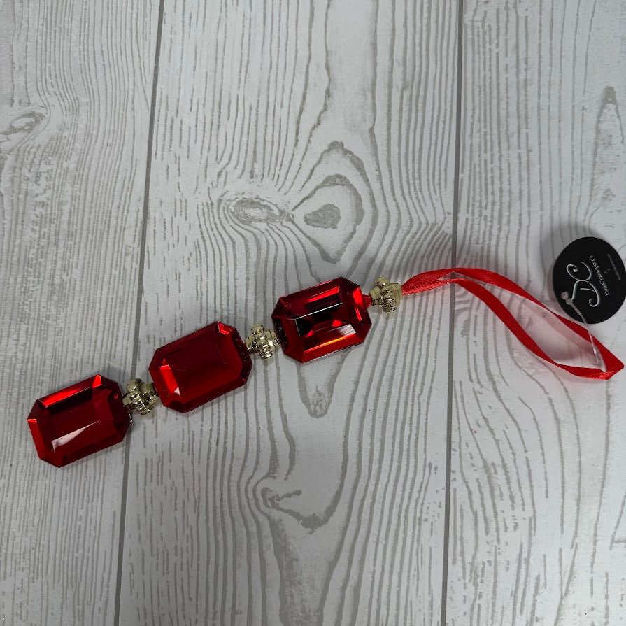 1.2X0.5X6.5" ACRYLIC JEWEL HANGING ORNAMENT - RED - DCORN5401RD